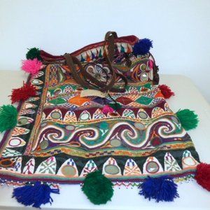 JADETRIBE BAG VINTAGE TEXTILE leather trim large